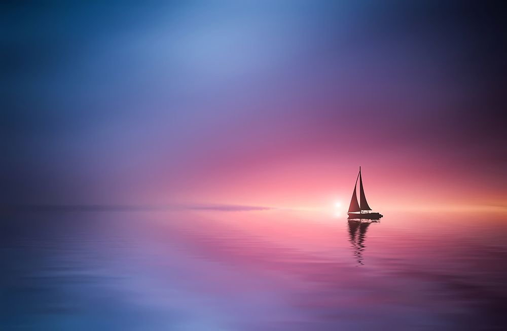 Sailing Across The Lake Toward The Sunset art print by Bess Hamiti for $57.95 CAD