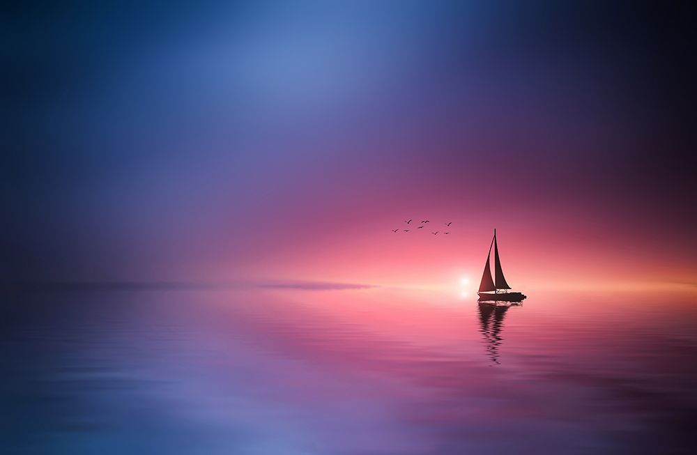 Sailing Across The Lake Toward The Sunset art print by Bess Hamiti for $57.95 CAD