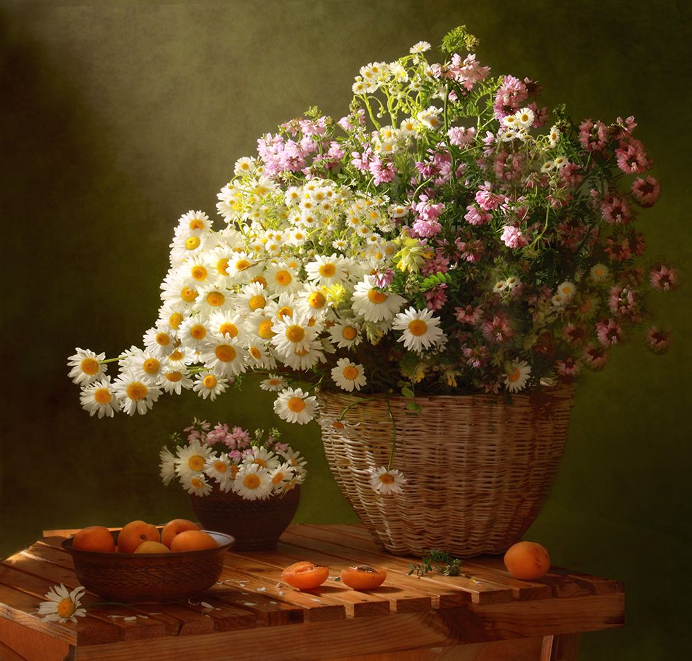 Still Life With A Basket Of Wildflowers art print by Tatyana Skorokhod for $57.95 CAD
