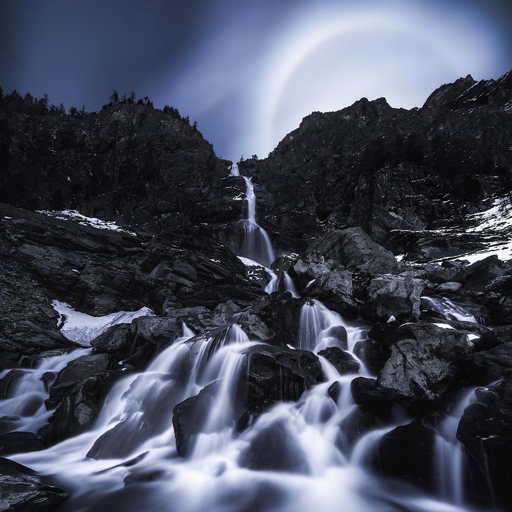 Moonrise At The Waterfall art print by Burim Muqa for $57.95 CAD