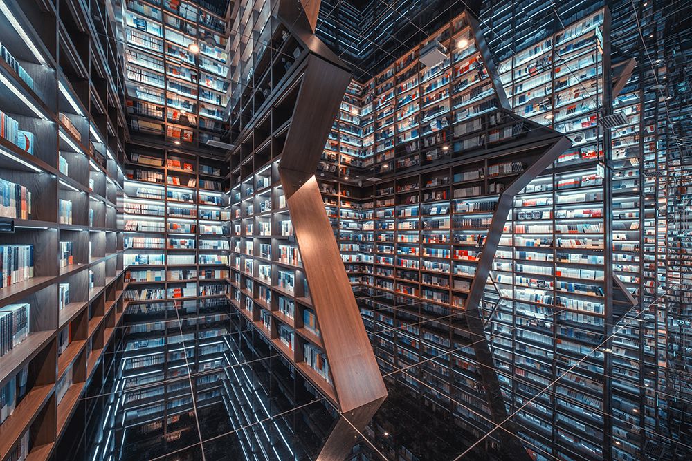 Cool Bookstore art print by TIANQI for $57.95 CAD