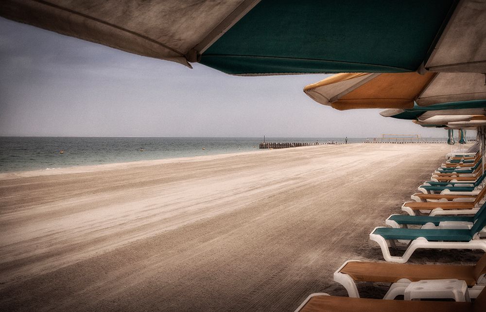 Sunbeds and umbrellas art print by Marc Apers for $57.95 CAD