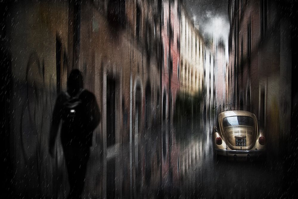 Cars in the historic center art print by Nicodemo Quaglia for $57.95 CAD