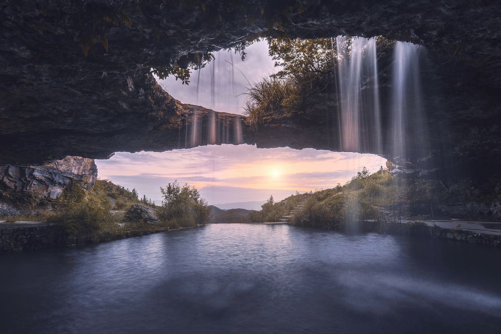 The water curtain cave art print by TIANQI for $57.95 CAD