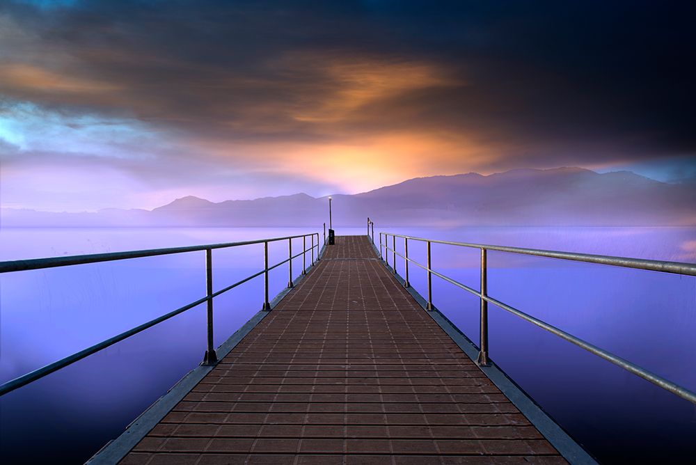 Pier at sunset art print by Luca for $57.95 CAD