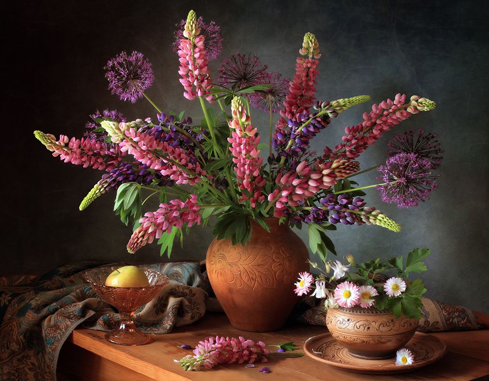 Still Life With A Bouquet Of Lupine art print by Tatyana Skorokhod for $57.95 CAD