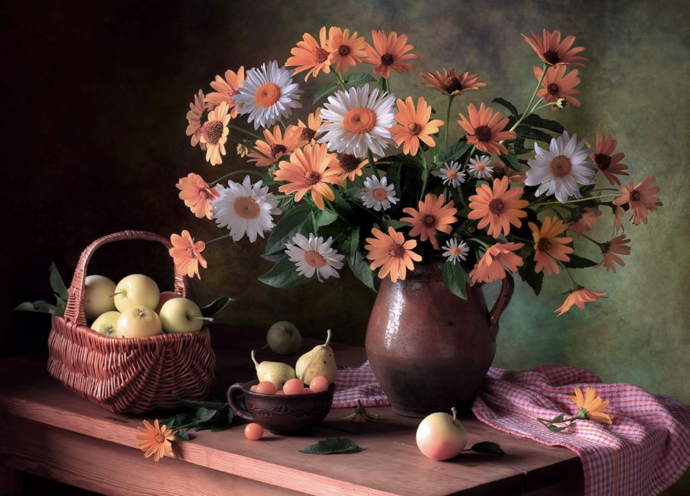 Still life with daisies and apples art print by Tatyana Skorokhod for $57.95 CAD