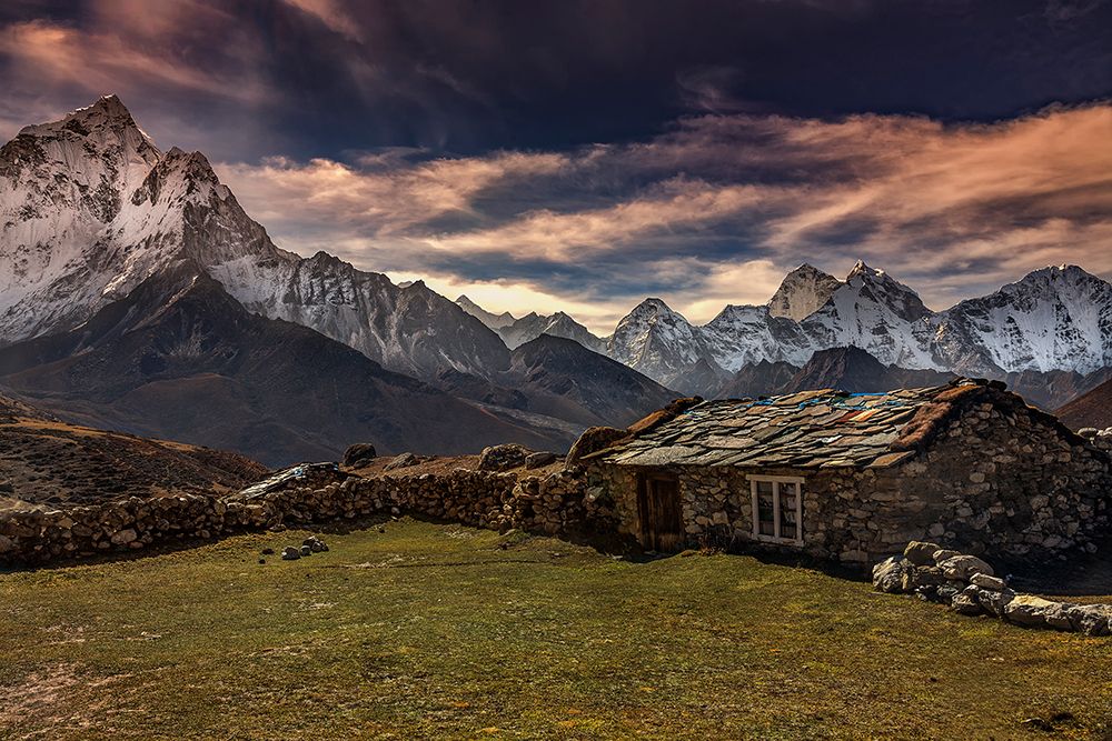 A hut in high himalayas art print by JEETENDRA for $57.95 CAD