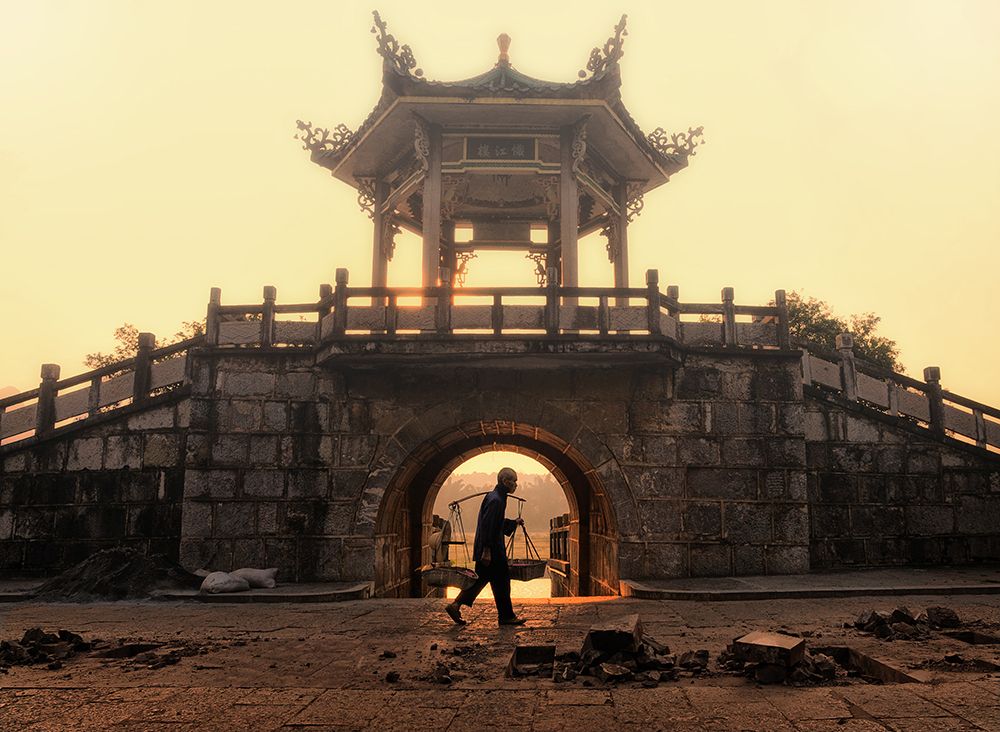A foggy sunrise in Yangshuo art print by Lou Urlings for $57.95 CAD