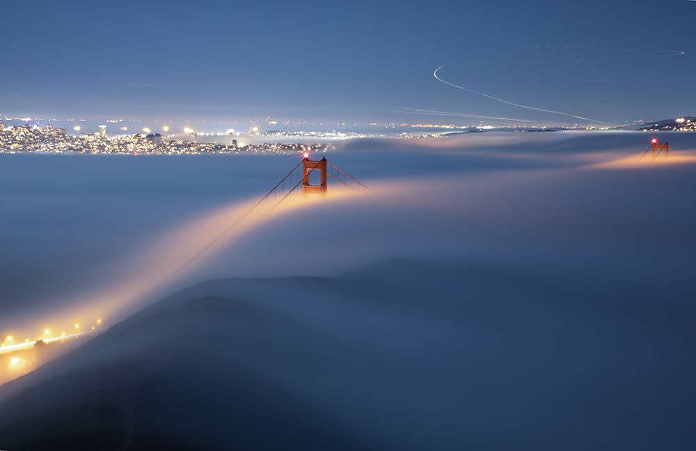 The magic Blanket over Golden Gate Bridge art print by Jinghua Li for $57.95 CAD