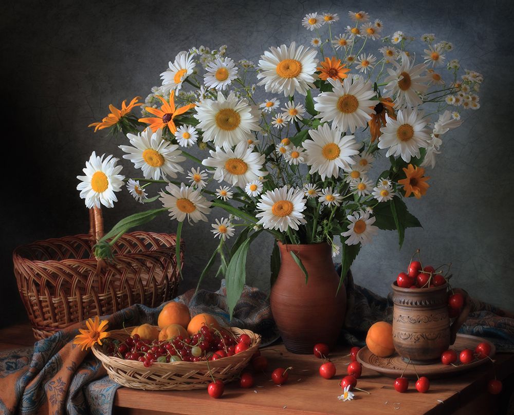 Still Life With A Bouquet Of Daisies art print by Tatyana Skorokhod for $57.95 CAD