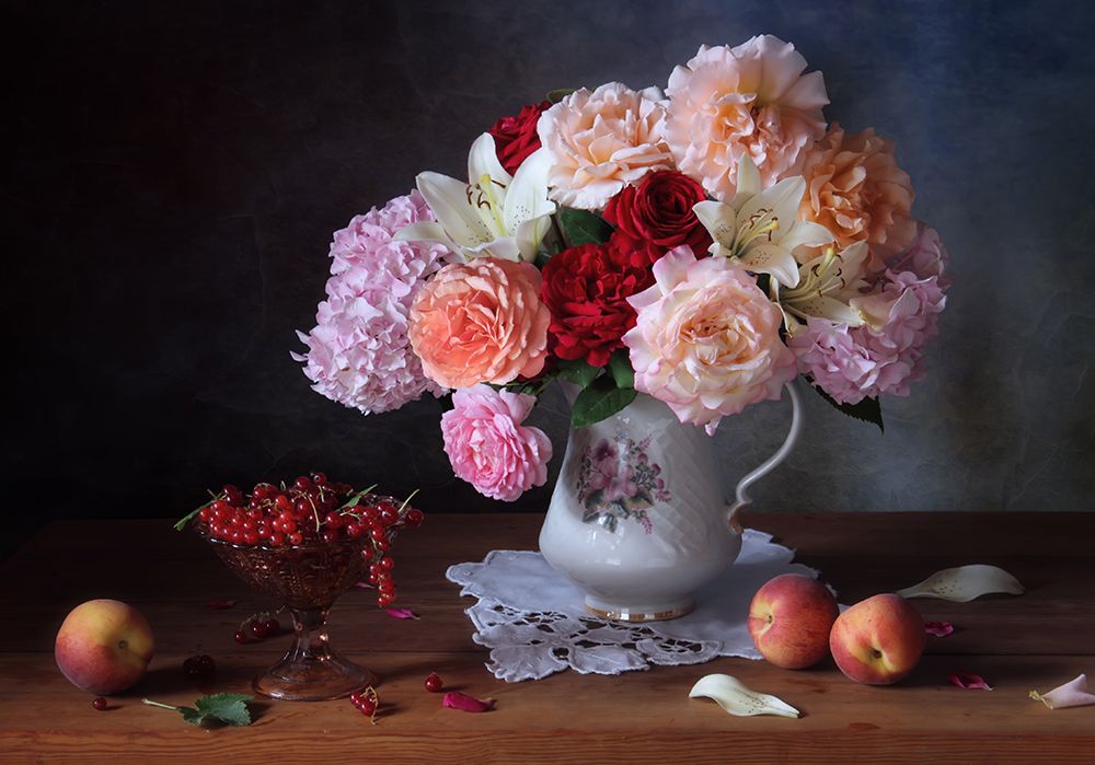 Still life with roses and berries art print by Tatyana Skorokhod for $57.95 CAD