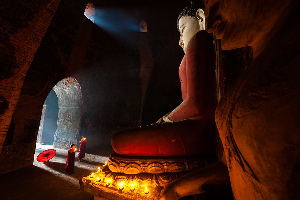 Monks in Bagan Stupa art print by Sanjoy Sengupta for $57.95 CAD