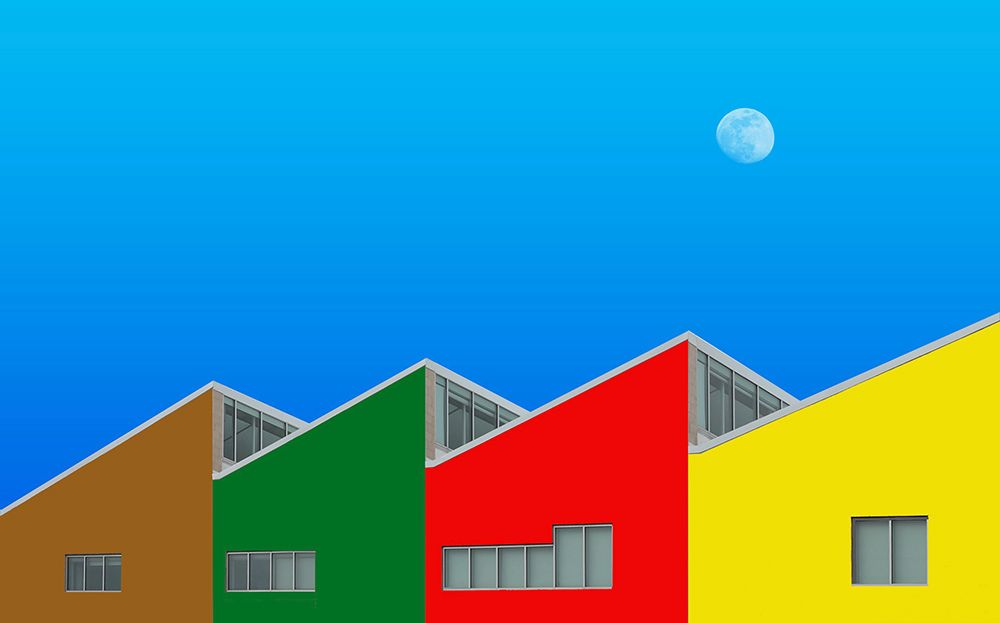 Colorful building art print by Danny Gao for $57.95 CAD