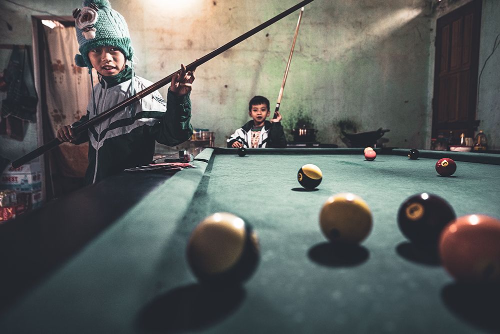 Playing pool among the northern montains art print by Marco Tagliarino for $57.95 CAD