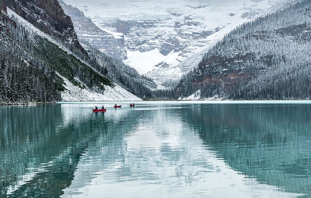 Peaceful Lake Louise art print by Ann Cornelis for $57.95 CAD