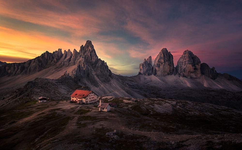 Sun rise at tre Cime di Lavaredo art print by Larry Deng for $57.95 CAD