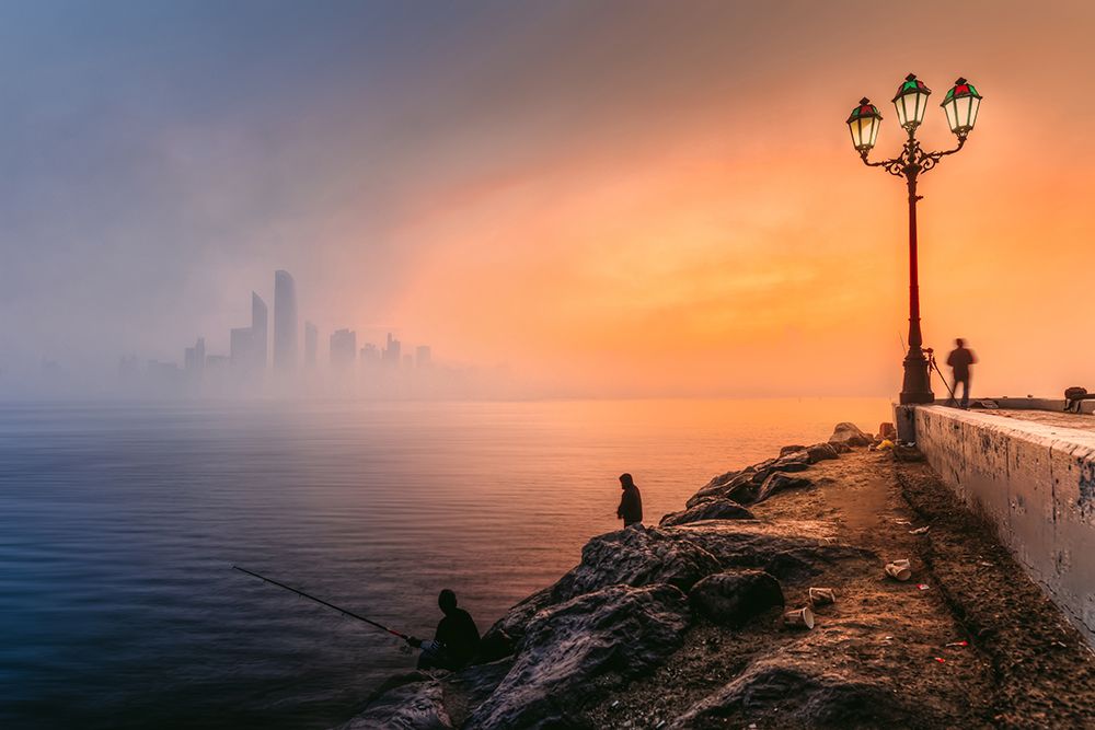 Abu Dhabi Cityscape - Foggy Morning art print by Mohamed Kazzaz for $57.95 CAD