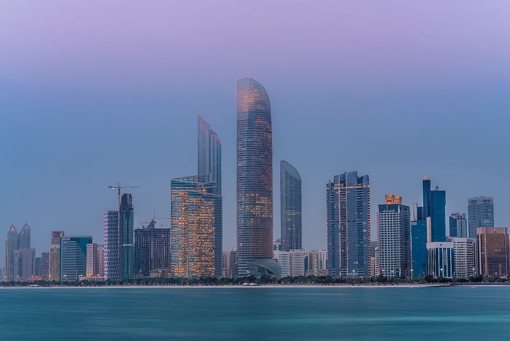 Abu Dhabi Skyline art print by Mohamed Kazzaz for $57.95 CAD