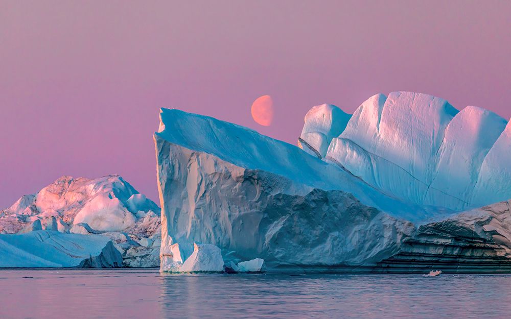 The Midnight Moon in Ilulissat Icefjord art print by Raymond Ren Rong for $57.95 CAD