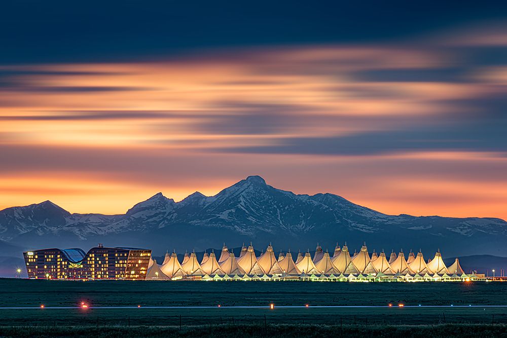 Denver International Airport In Dusk With Longs Peak As Background art print by Mei Xu for $57.95 CAD