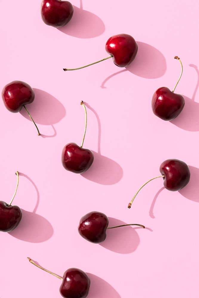 Cherries on pink background art print by 1x Studio III for $57.95 CAD