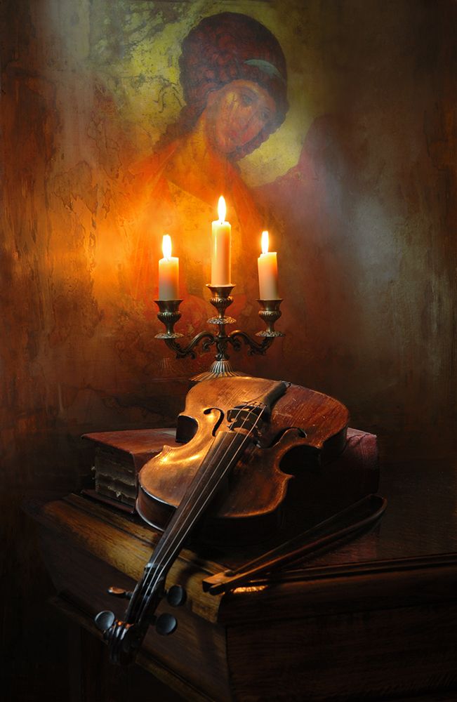 Still Life With Violin And Angel art print by Andrey Morozov for $57.95 CAD