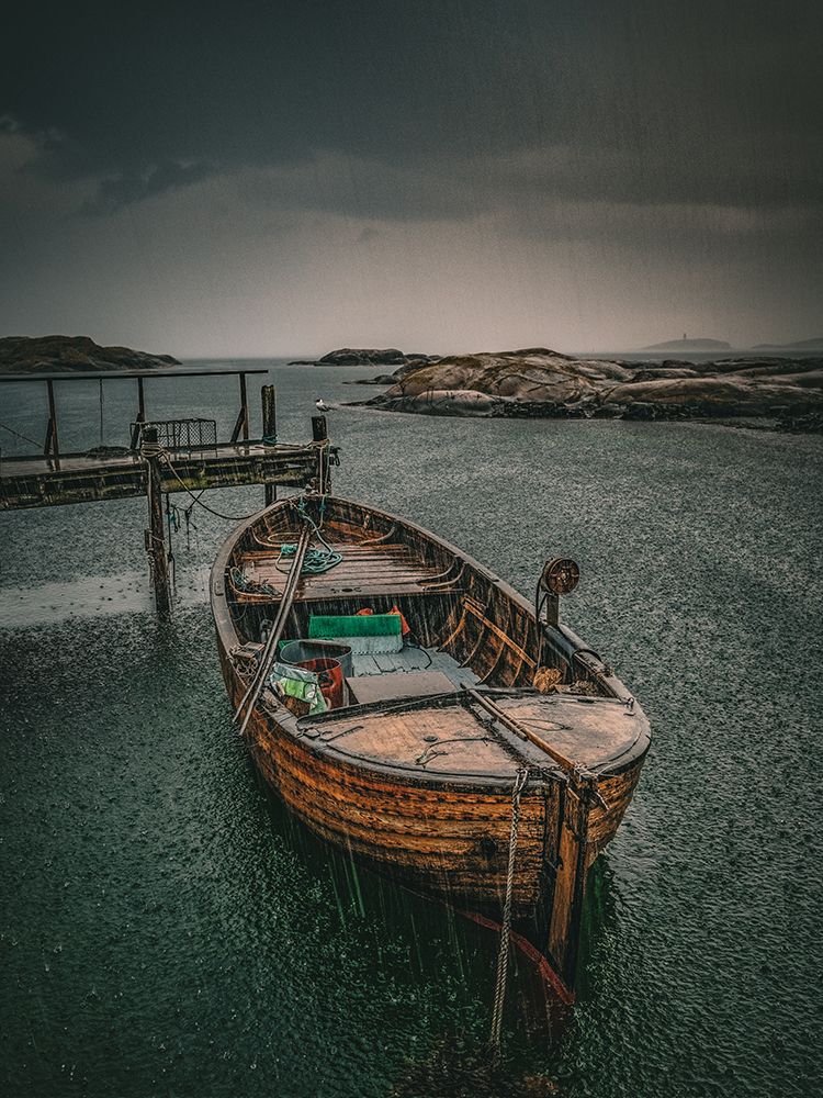 Old Fishingboat In The Rain art print by Dan Larsson for $57.95 CAD