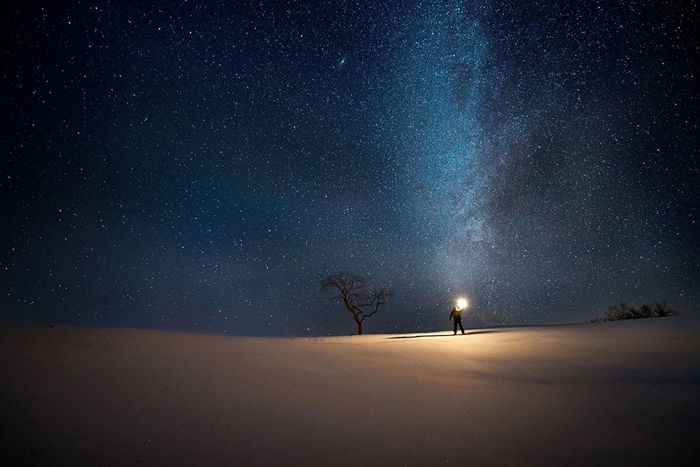 Starry sky in Inner Mongolia prairie art print by Grace Qian Guo for $57.95 CAD