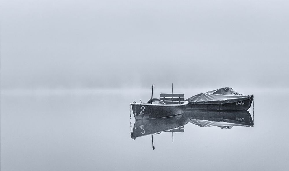 boats in winter art print by Uschi Hermann for $57.95 CAD