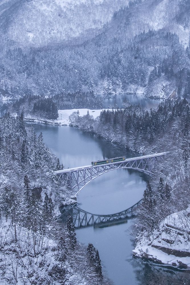 Winter train art print by Juri Aoki for $57.95 CAD