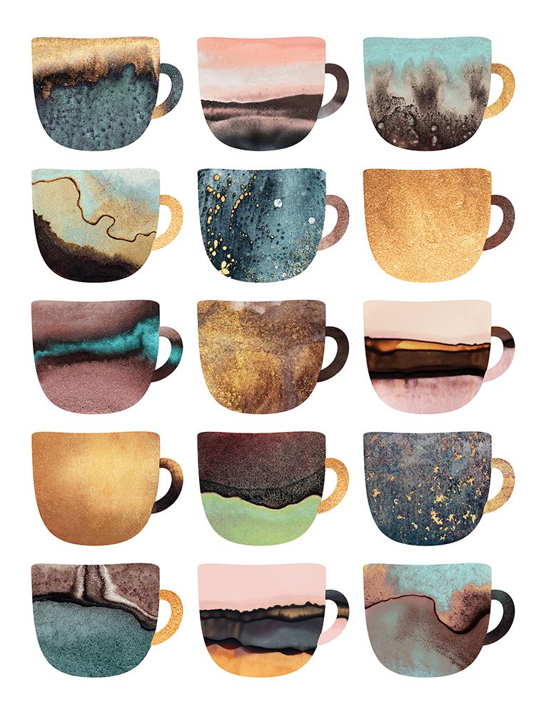 Earthy Coffee Cups art print by Elisabeth Fredriksson for $57.95 CAD