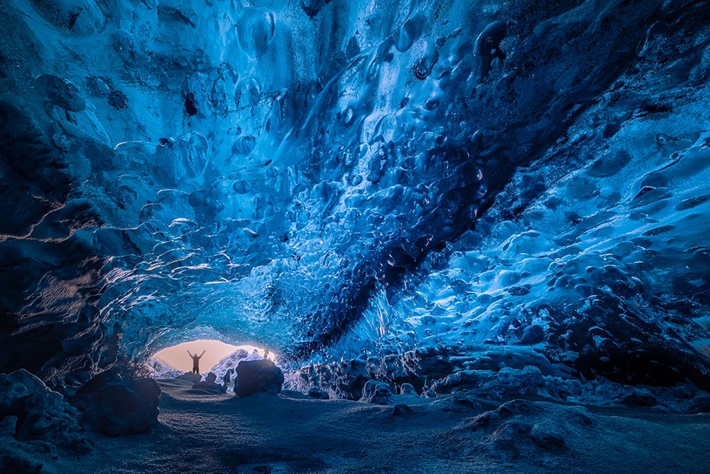 Blue Crystal Cave art print by James Zhen Yu for $57.95 CAD
