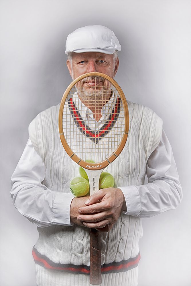 Old-fashioned male tennis player art print by Carola Kayen-Mouthaan for $57.95 CAD