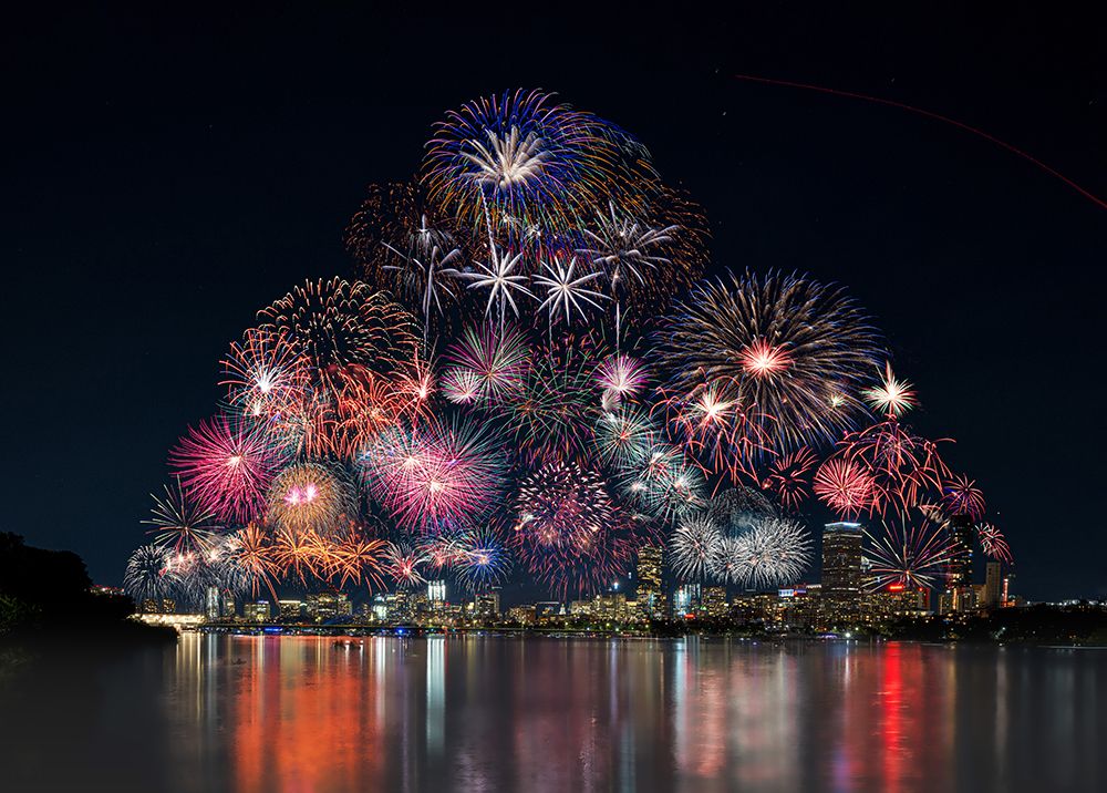 Boston fireworks art print by Ti Wang for $57.95 CAD