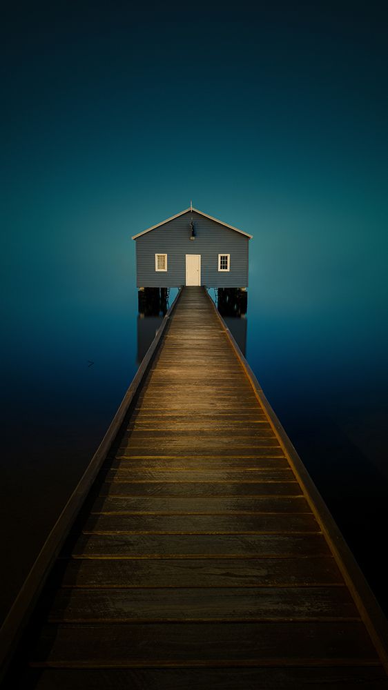 Little blue boathouse in Perth art print by James Zhen Yu for $57.95 CAD