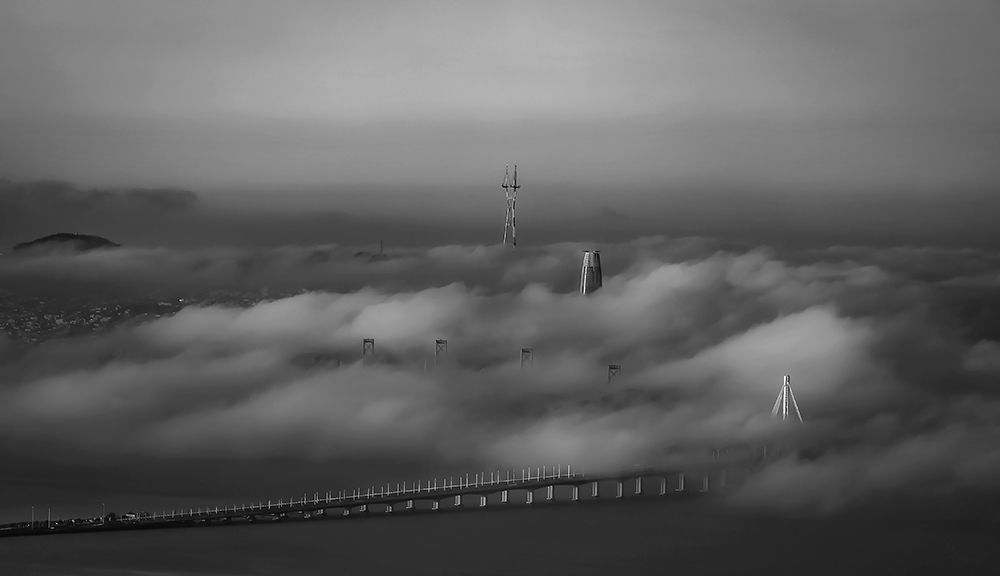 Thick Fog Rolling Over Bay Bridge art print by Anna An for $57.95 CAD