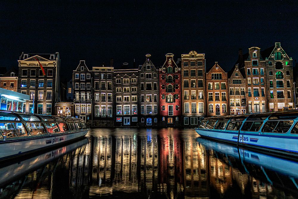 Qdancing Housesq On The Damrak Canal In Amsterdam art print by Eduardo Mosqueira Rey for $57.95 CAD