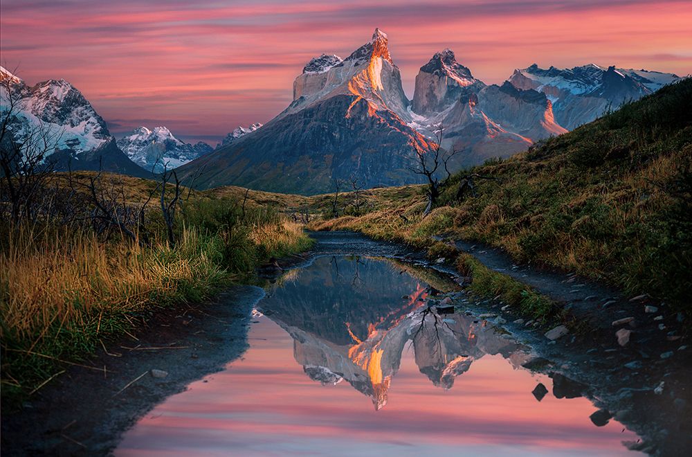 Cuernos Del Paine Sunrise art print by Jie Jin for $57.95 CAD