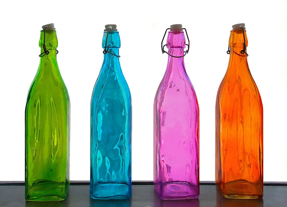 Colored bottles art print by Aliza Riza for $57.95 CAD