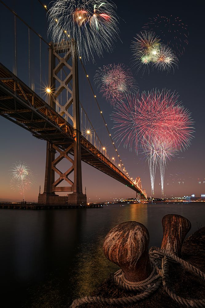 Bay Bridge Celebration art print by DonnaHom for $57.95 CAD