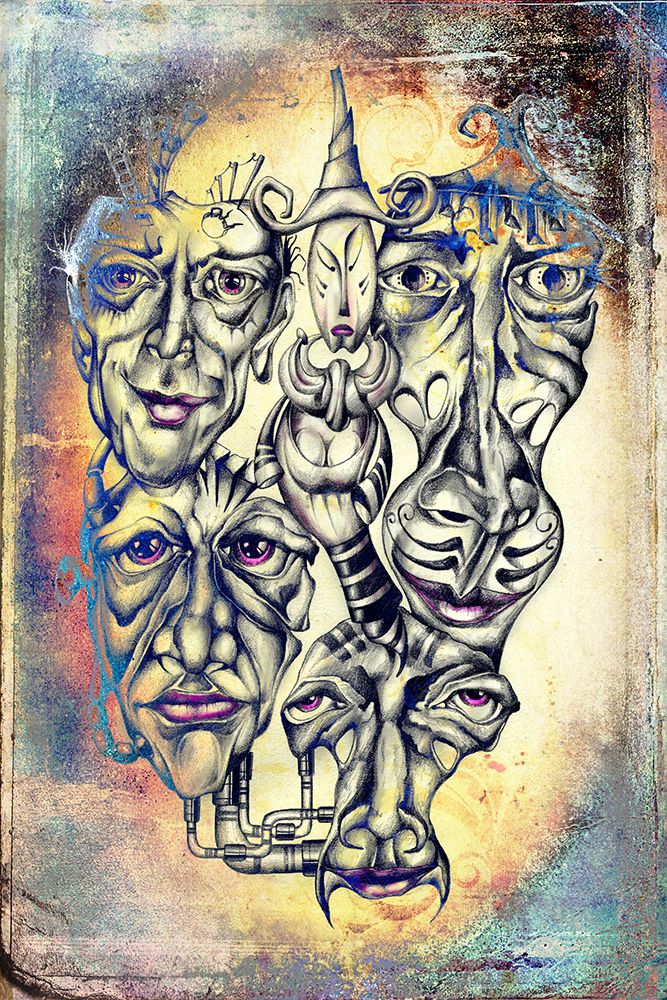 Shaman and faces of souls art print by Rafal Kulik for $57.95 CAD