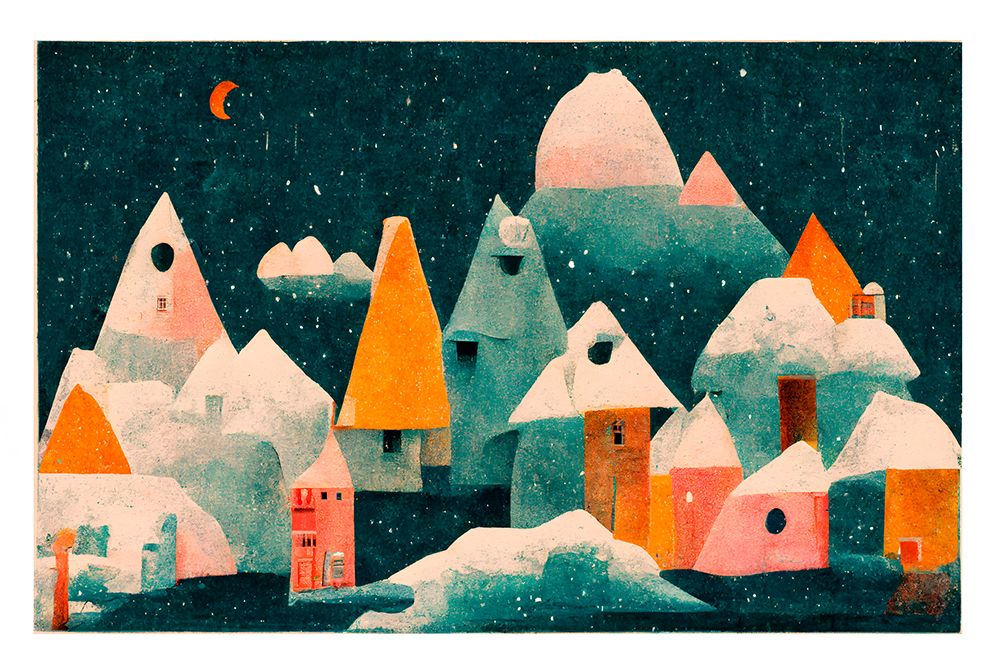 Little Village With Moon art print by Treechild for $57.95 CAD