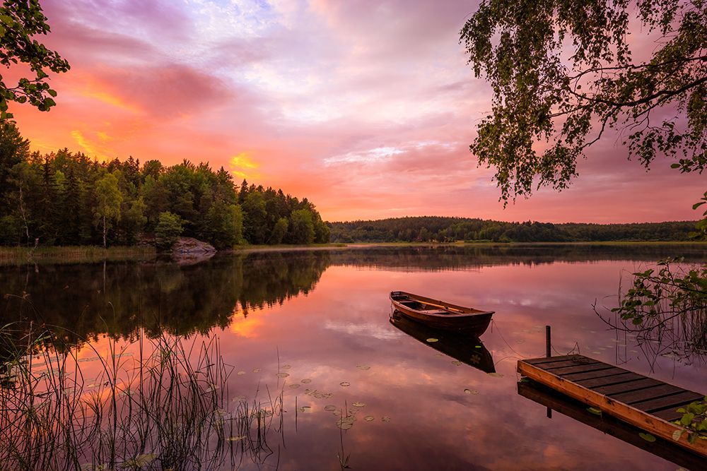 Colorful lake in sunset art print by Christian Lindsten for $57.95 CAD