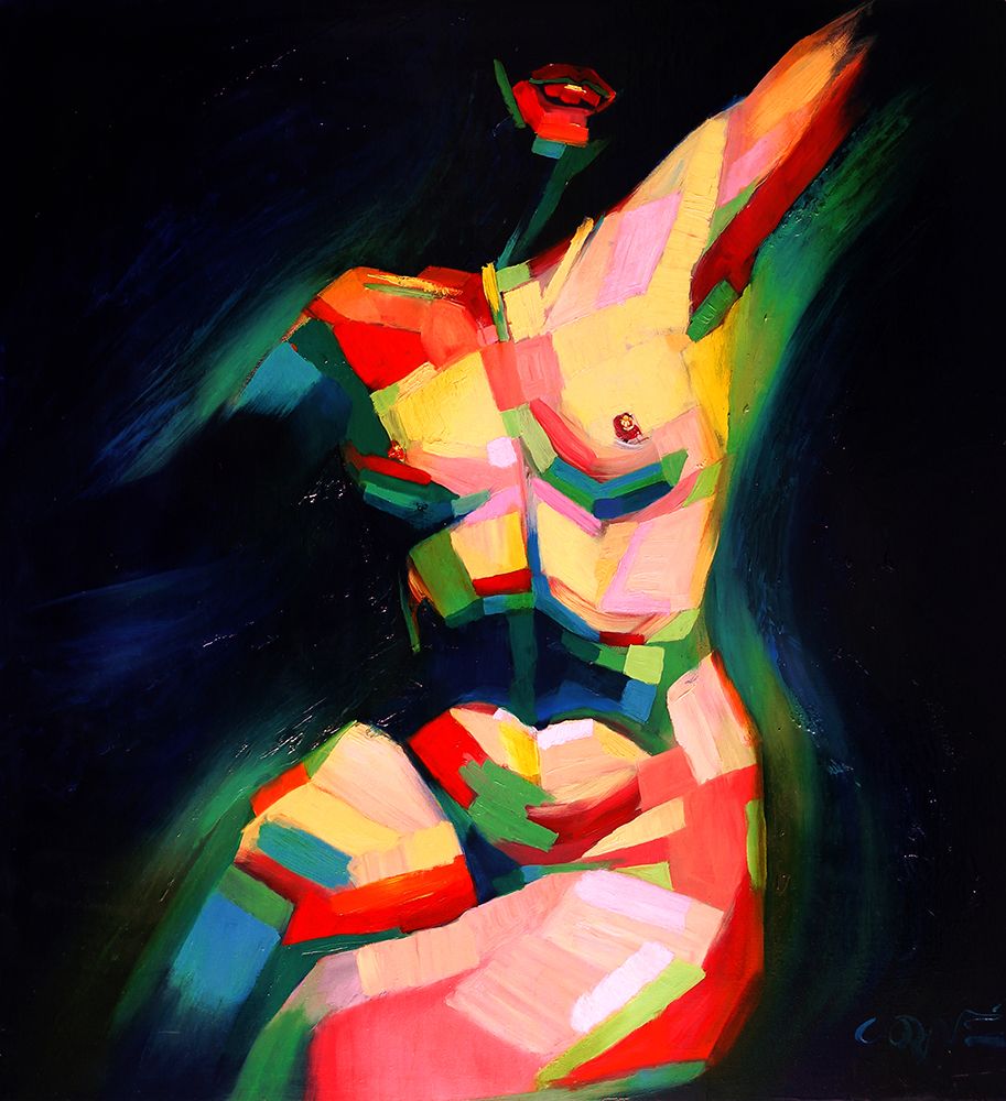 Cubistic Sitting Nude (2014) art print by Corne Akkers for $57.95 CAD