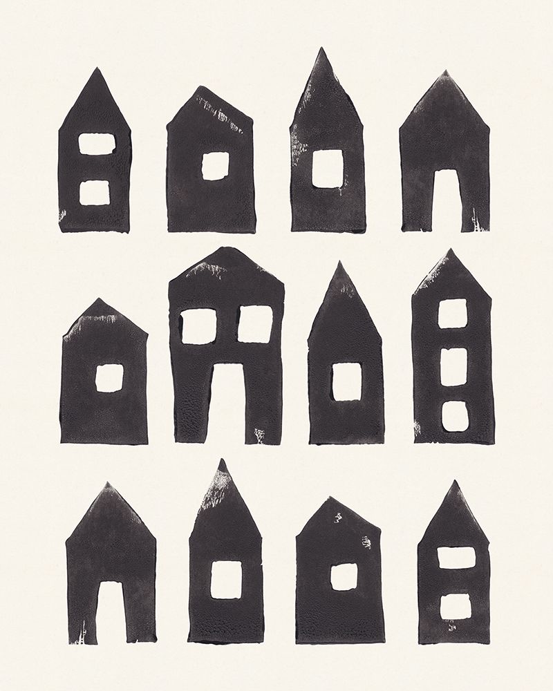 Tiny Houses #1 | Hand-printed Linocut art print by Alisa Galitsyna for $57.95 CAD