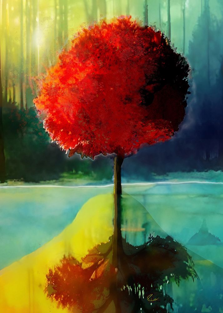 Red Tree Reflected art print by Ruth Day for $57.95 CAD
