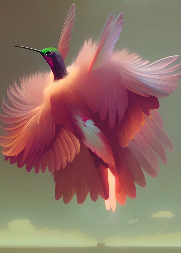 Humming Bird with Pink Wings art print by Ruth Day for $57.95 CAD