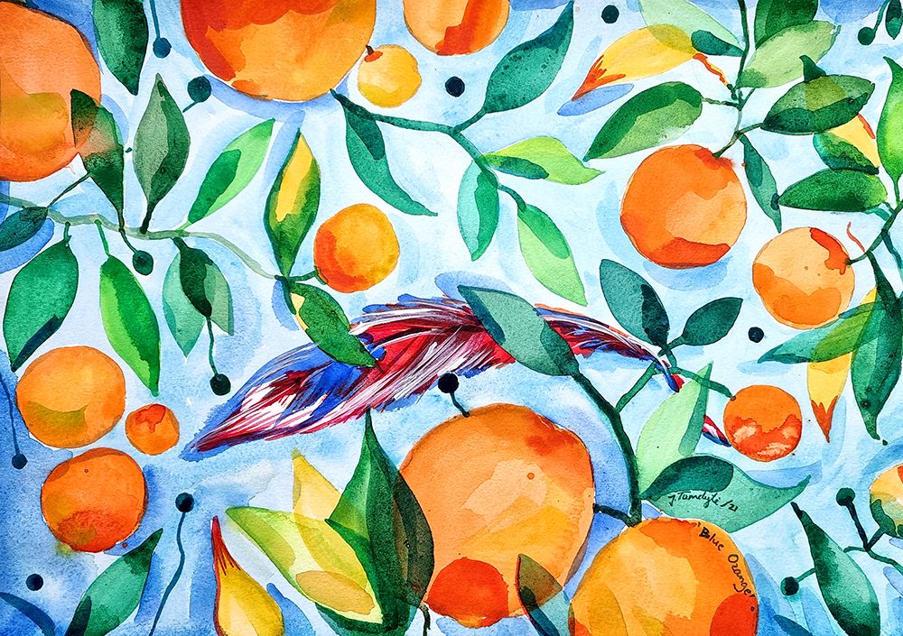 Orange Blue art print by Julija Belickiene for $57.95 CAD