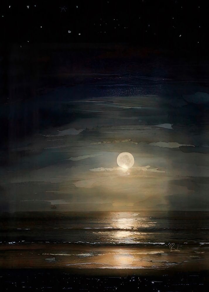 Full Moon Over Ocean art print by Ruth Day for $57.95 CAD